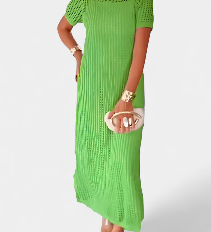 Robe Balbina en Deux Pièces avec Col Bateau et Détails Découpés