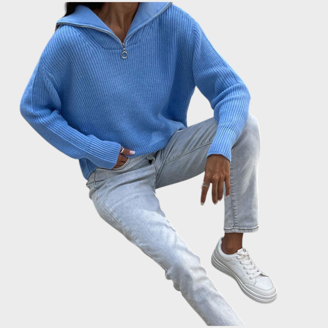 Eliana™ | Pull Tricot Col Montant avec Zip