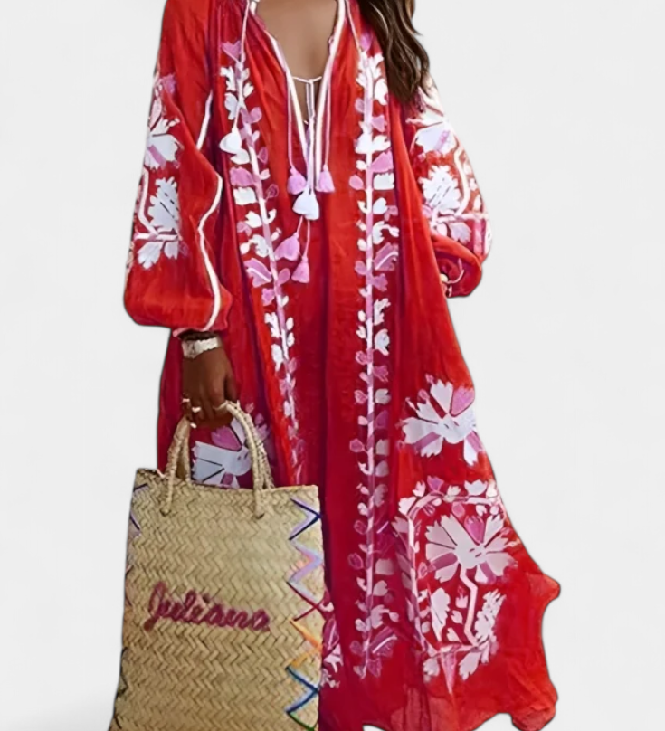Robe Florale à Manches Longues Alessia en Style Bohémien