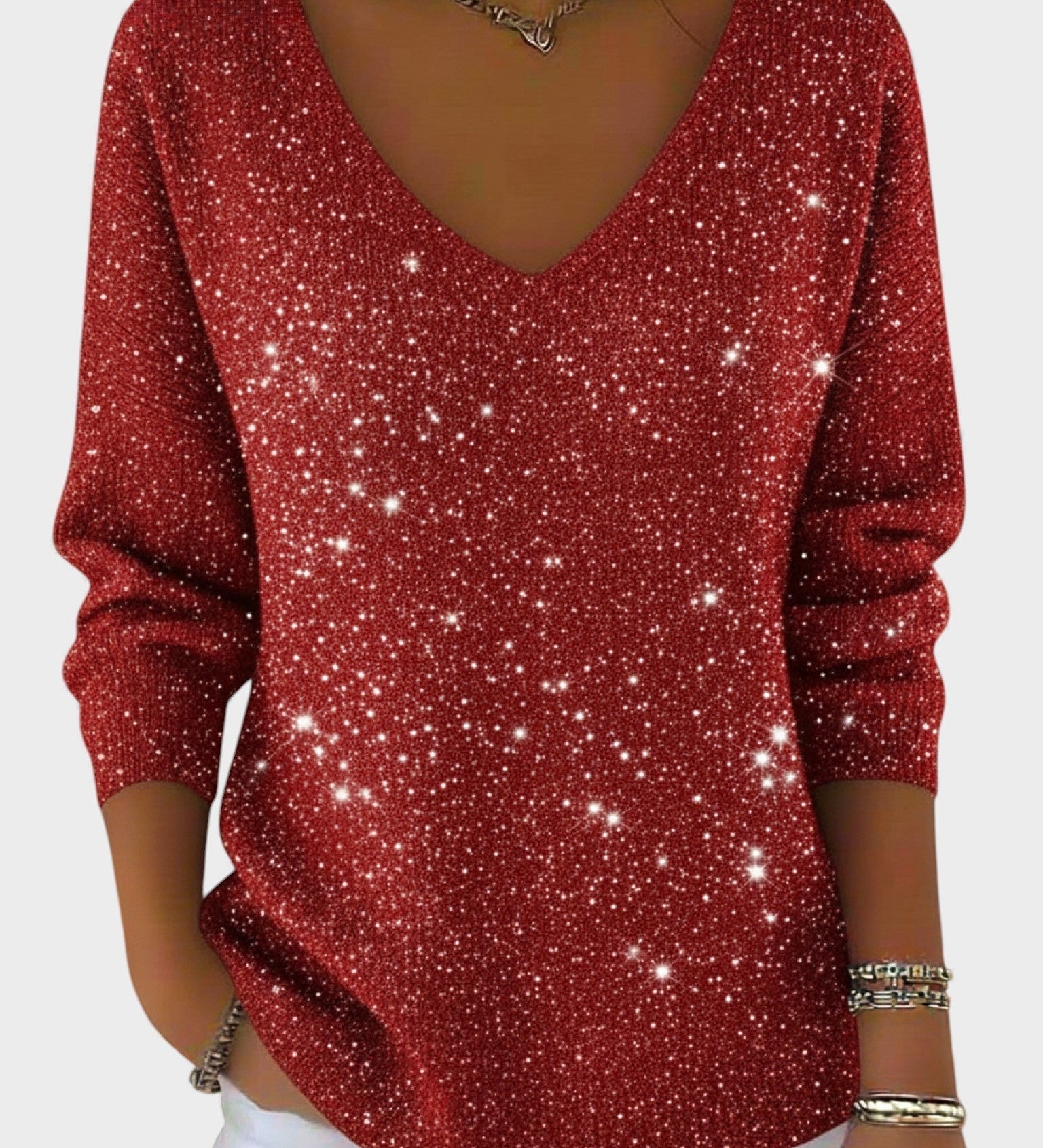 Inés™ | Pull Festif avec Col en V