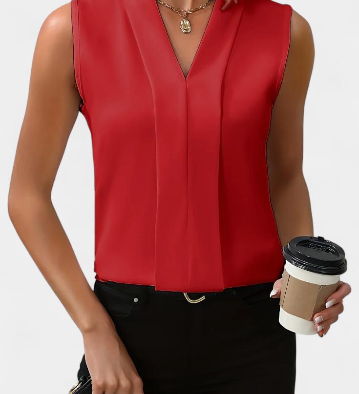 Blouse sans manches Nele avec décolleté en V et coupe fluide