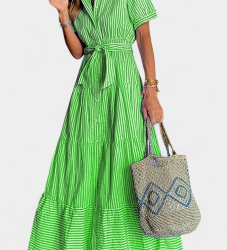 Robe Chemise Longue Rayée Maya avec Ceinture