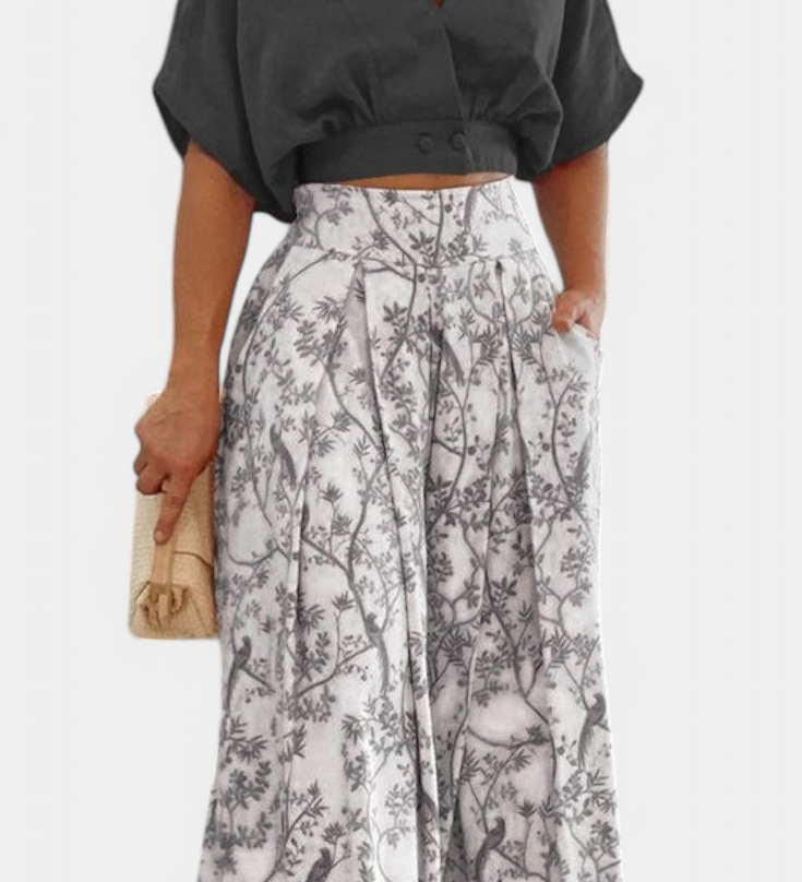 Ensemble Olivia Boho V-Cou et Pantalon Large