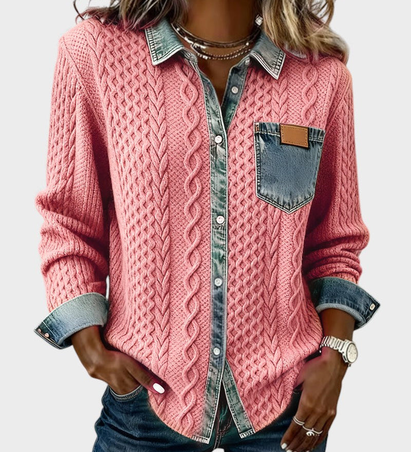 Adela™ | Chemise élégante avec des détails en denim
