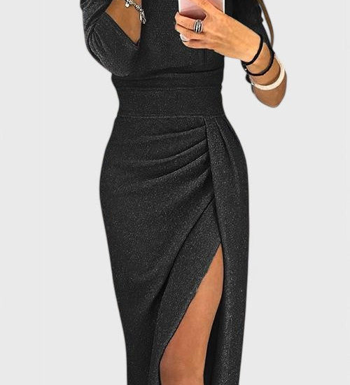 Robe Maxi Off-Shoulder Alexa avec Fente Subtile