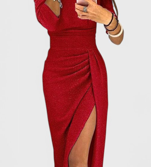 Robe Maxi Off-Shoulder Alexa avec Fente Subtile