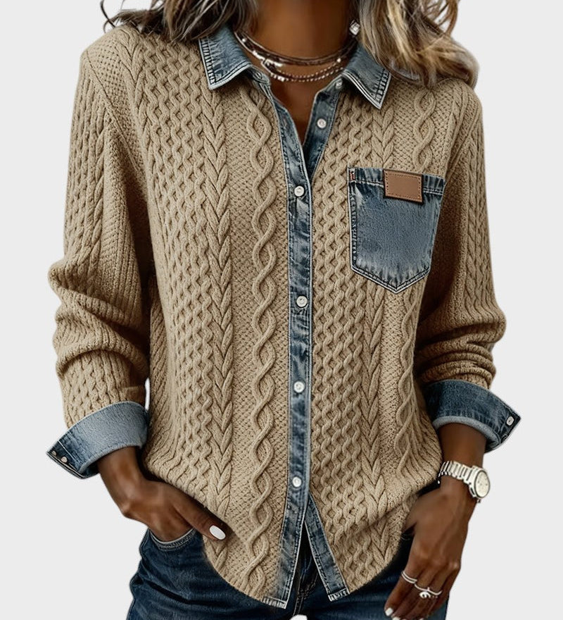 Adela™ | Chemise élégante avec des détails en denim