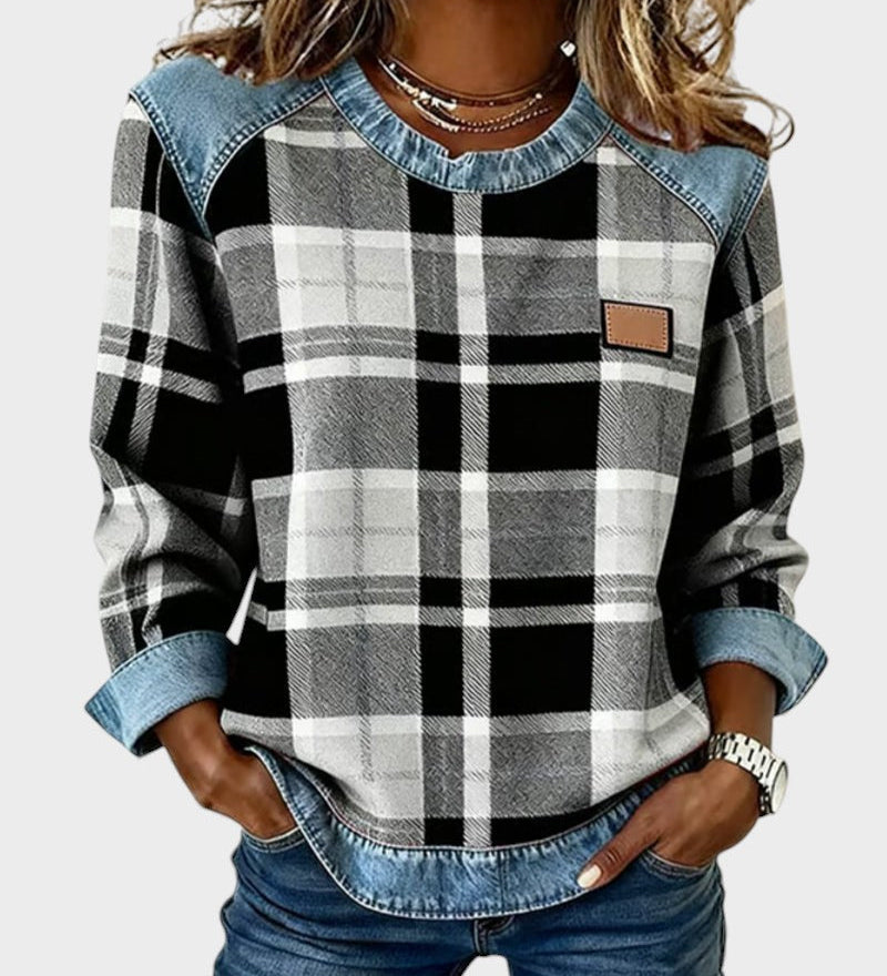 Marta™ | Sweatshirt avec Patches à Carreaux