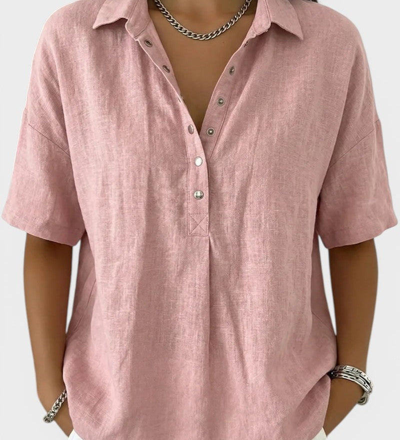 Noelia™ | Blouse avec Col et Boutons Élégants