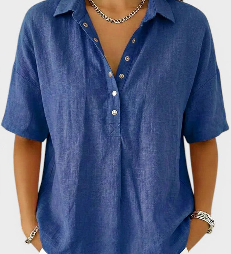 Noelia™ | Blouse avec Col et Boutons Élégants