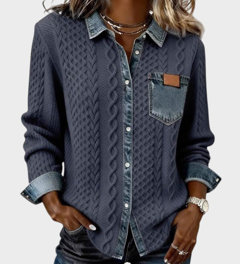 Adela™ | Chemise élégante avec des détails en denim