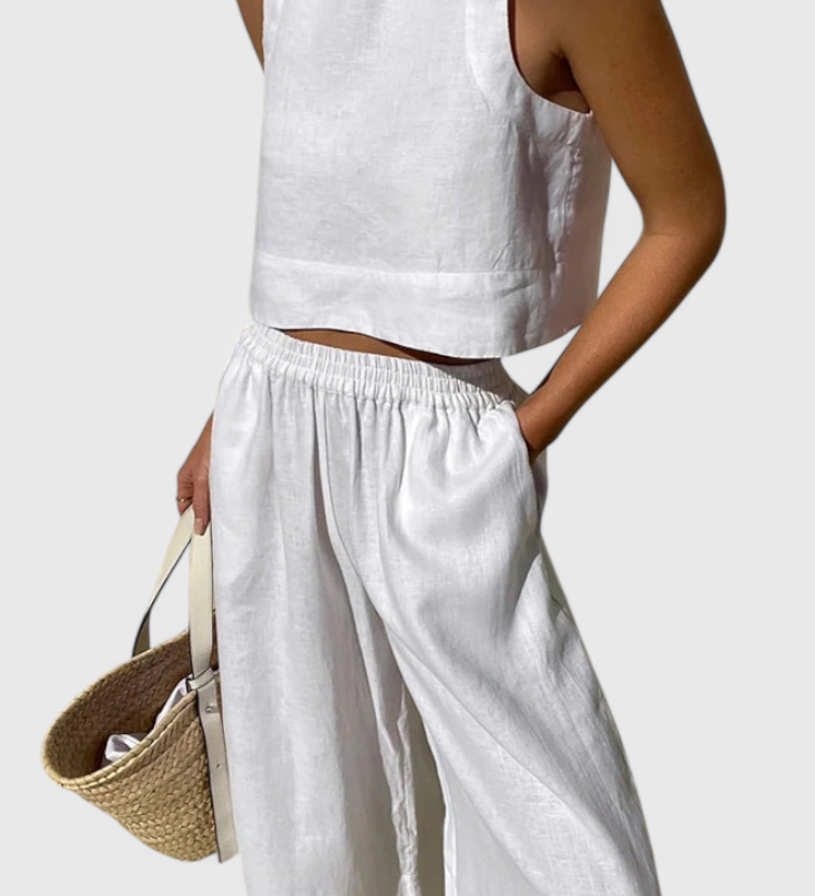Ensemble Avelina Minimaliste en Coton et Lin Léger