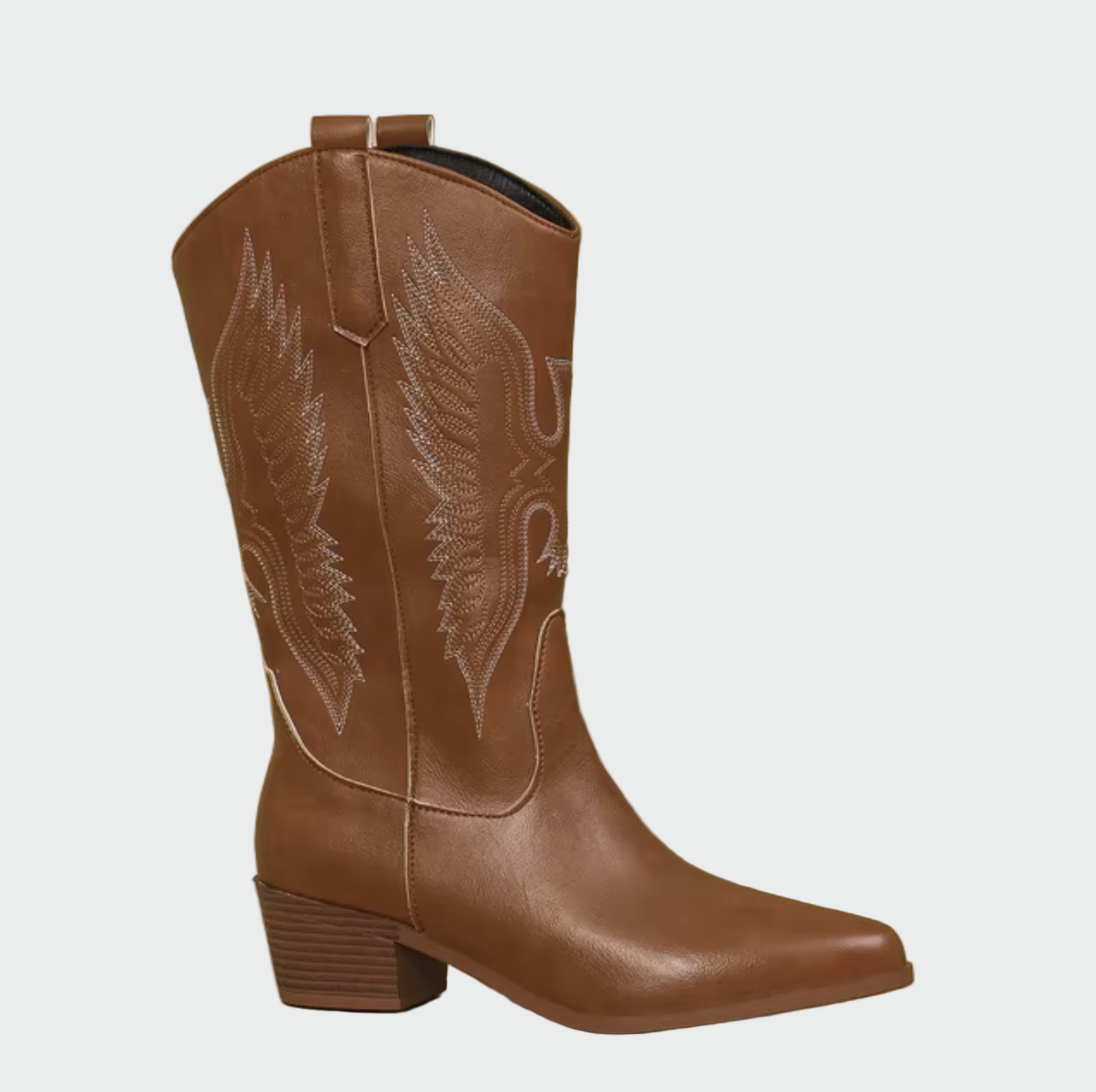 Isabella | Bottes de cowboy en cuir noir avec détails en plumes