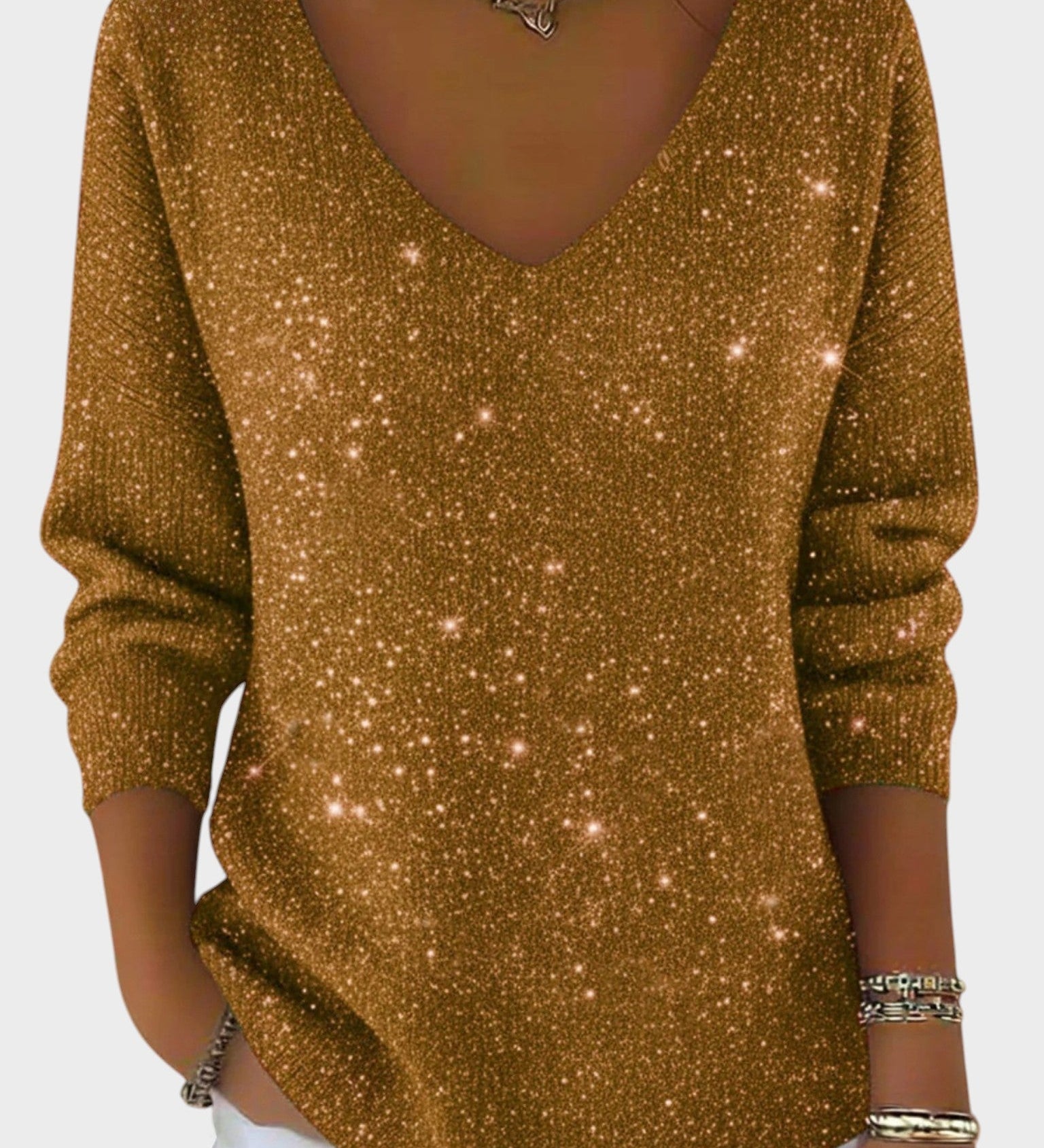 Inés™ | Pull Festif avec Col en V
