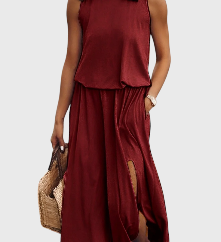 Robe Dianne sans manches avec fente sur le côté et coupe ample