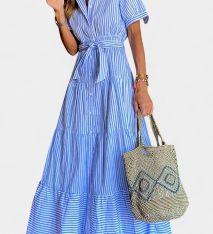 Robe Chemise Longue Rayée Maya avec Ceinture