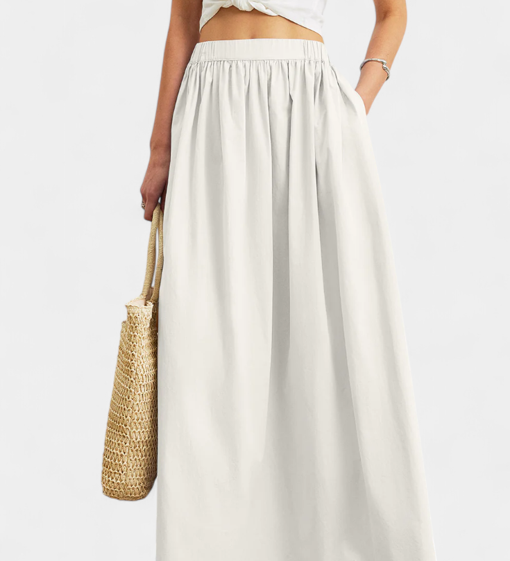 Jupe en coton Yora A-Line avec taille élastique et poches