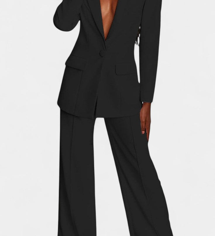 Ensemble Blazer Ajusté Marnie et Pantalon Large