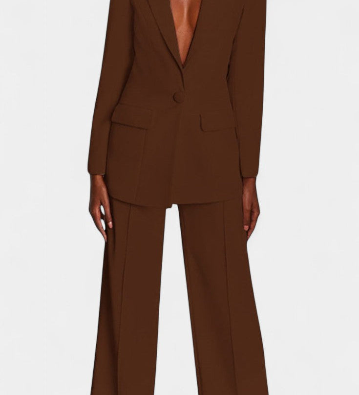 Ensemble Blazer Ajusté Marnie et Pantalon Large