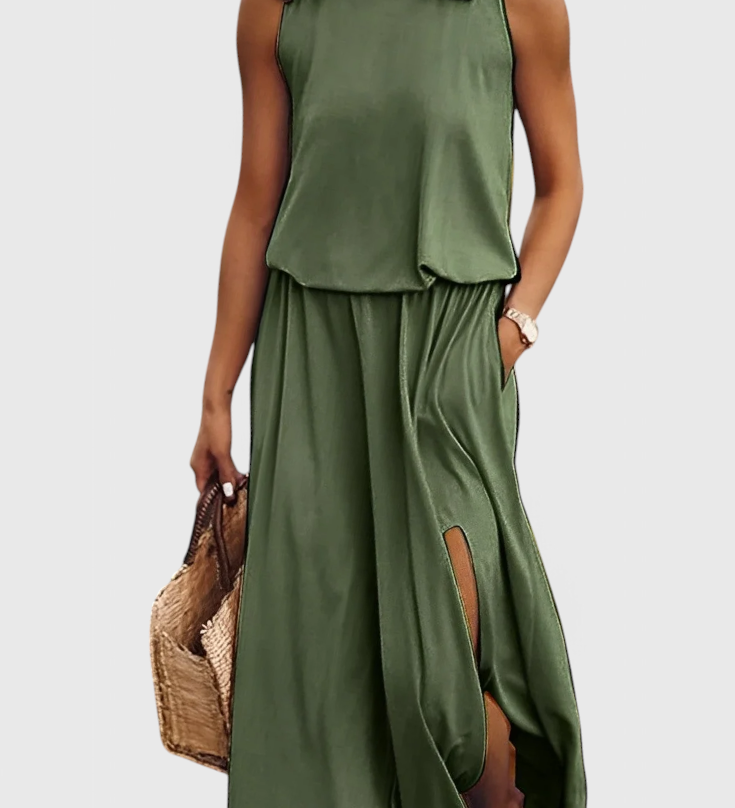 Robe Dianne sans manches avec fente sur le côté et coupe ample