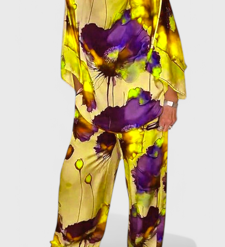 Ensemble Floral Karoline en Deux Pièces avec Coupe Décontractée