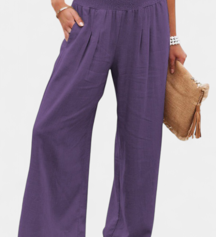 Pantalons Alexia en Coton et Lin avec Coupe Fluide et Élégance Naturelle