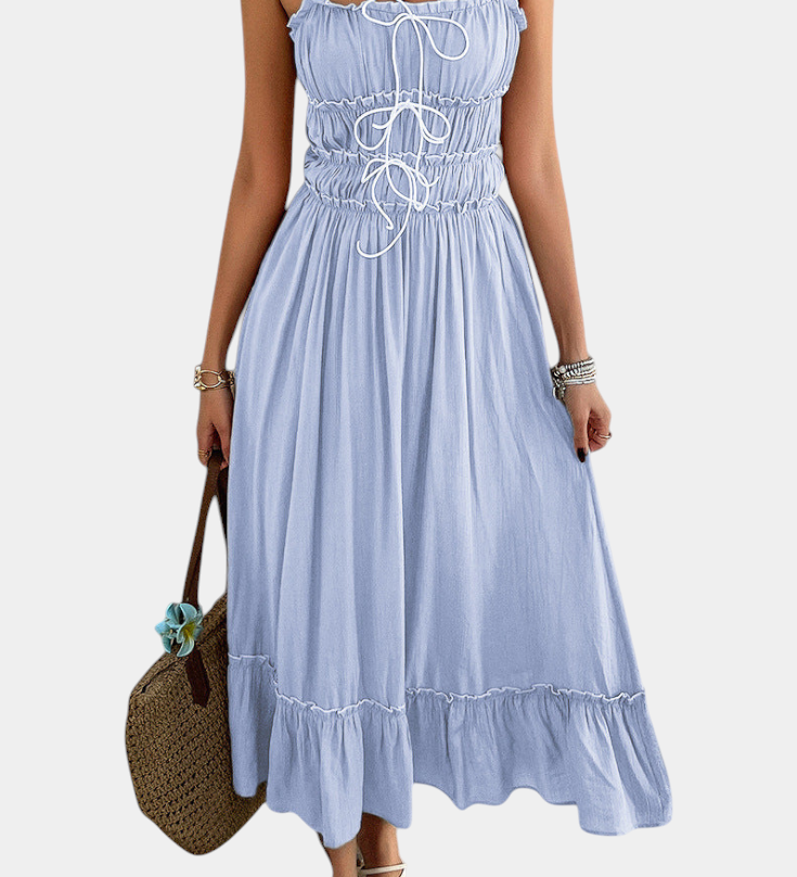 Robe A-Line avec Bretelles Luz et Ourlet Volant