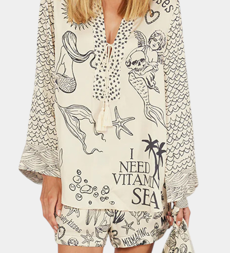 Ensemble Chemise Imprimée Amalia avec Shorts Élastiqués