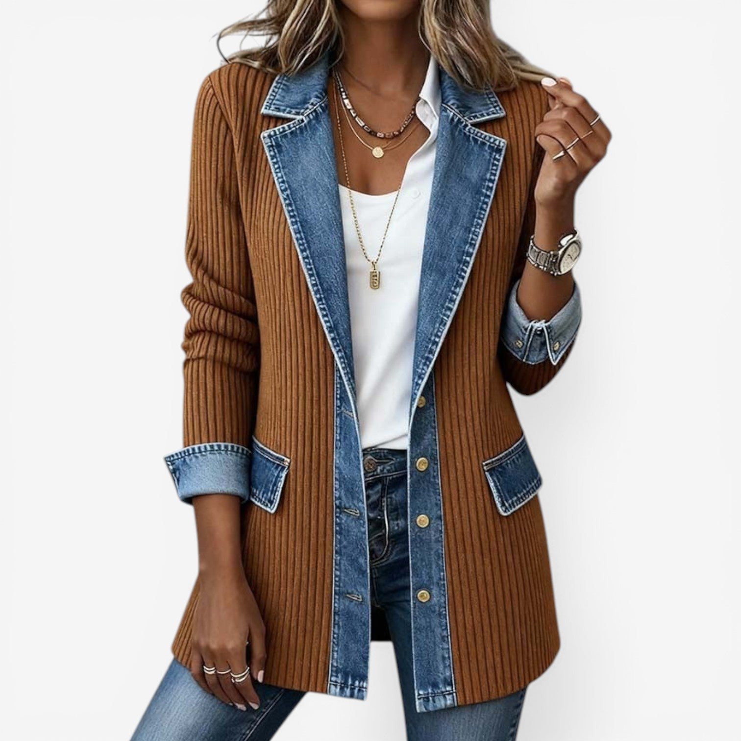 Emilia™ | Blazer en Denim Élégant