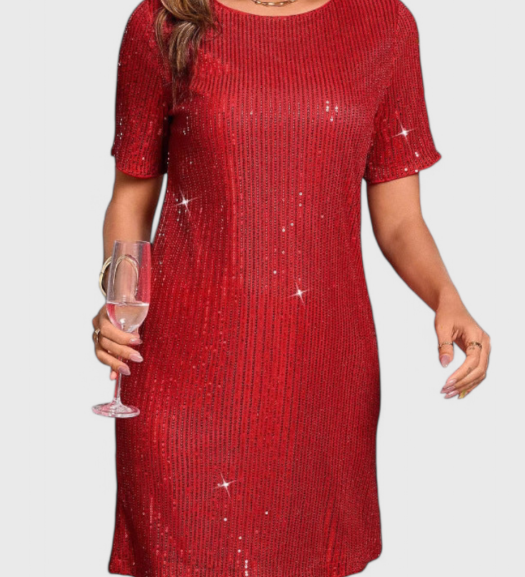 Robe Mini Loreen avec Paillettes et Coupe Décontractée