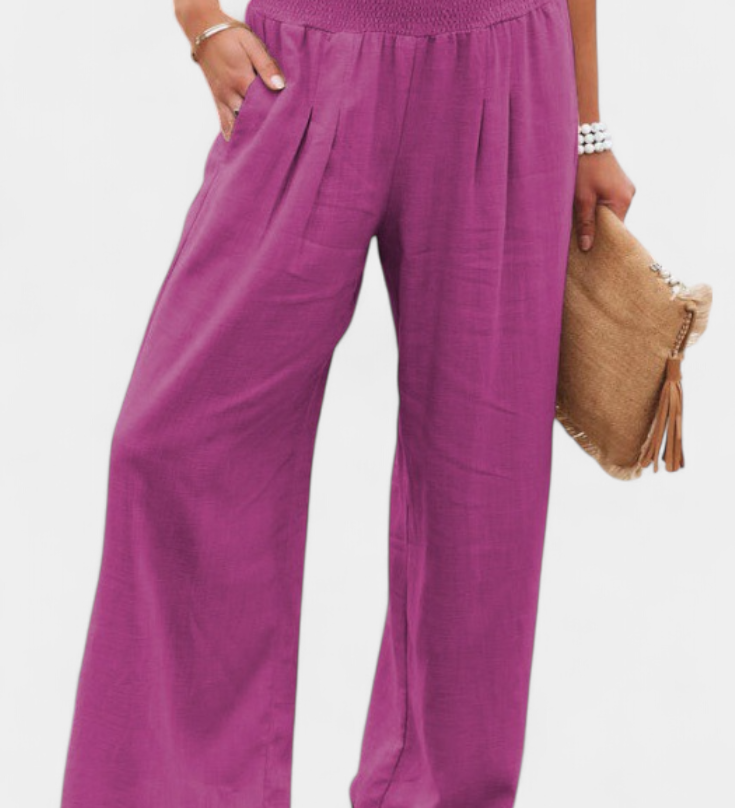 Pantalons Alexia en Coton et Lin avec Coupe Fluide et Élégance Naturelle
