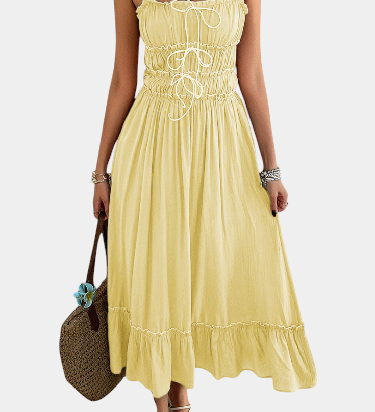 Robe A-Line avec Bretelles Luz et Ourlet Volant