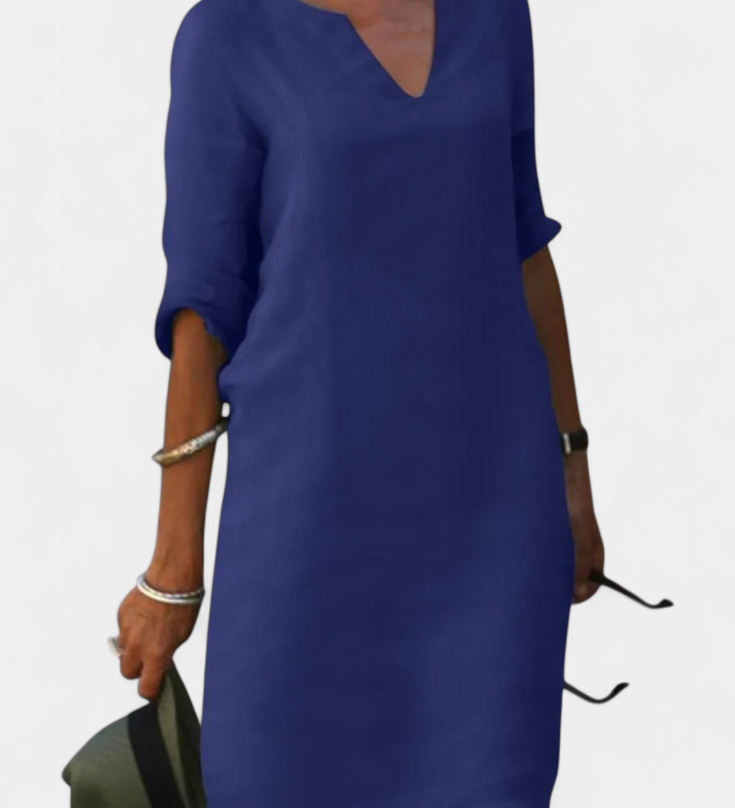 Robe Elowen avec décolleté en V et manches trois-quarts