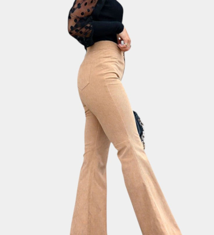 Pantalons en Velours Large à Taille Haute Kiara