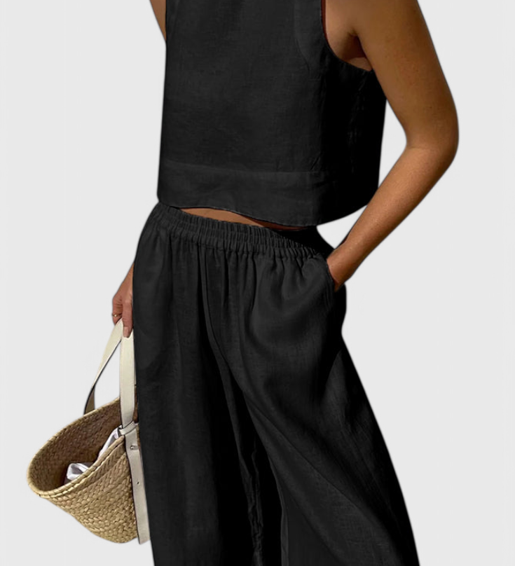 Ensemble Avelina Minimaliste en Coton et Lin Léger