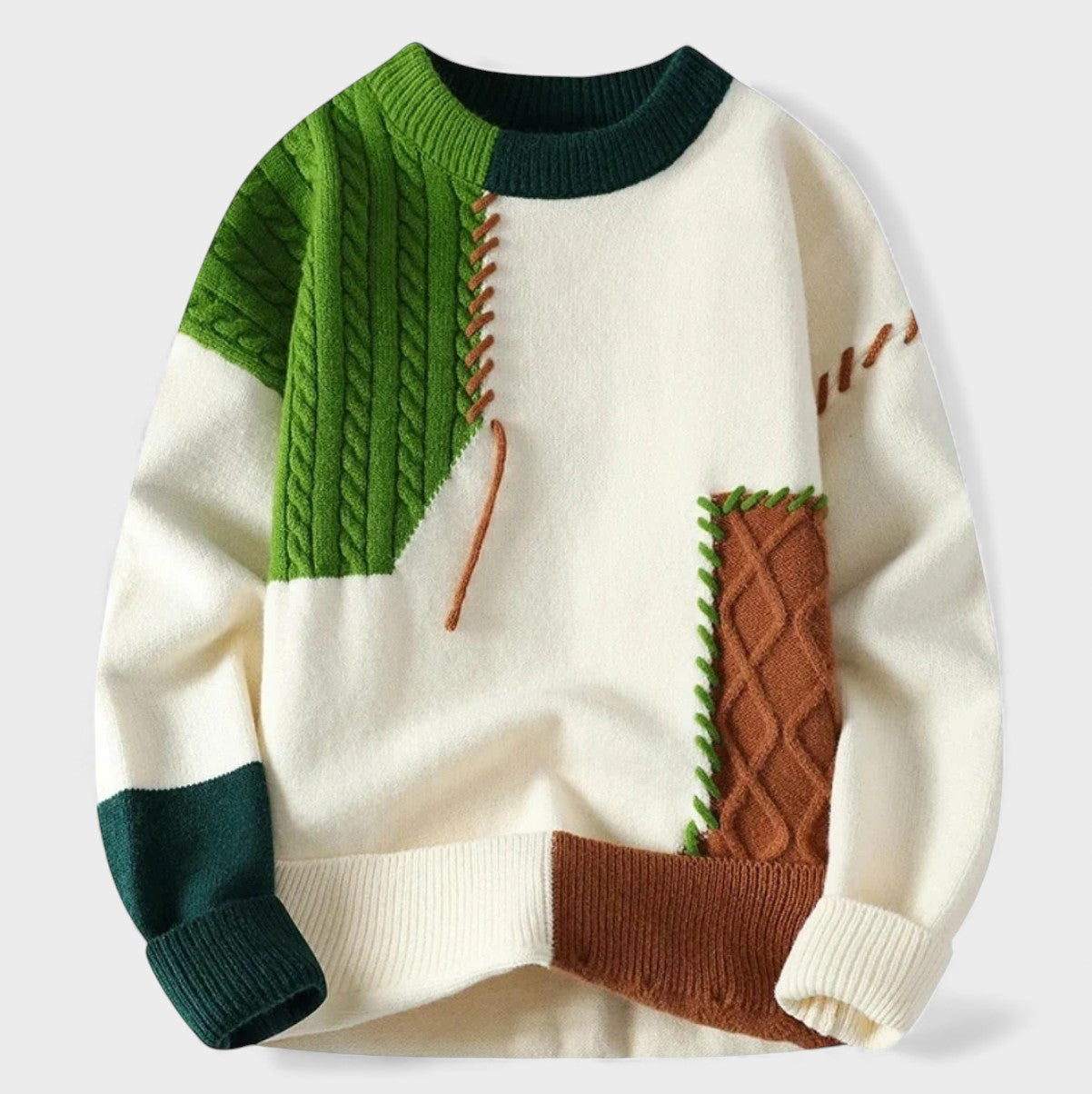 Maela™ | Pull en patchwork tricoté à la main