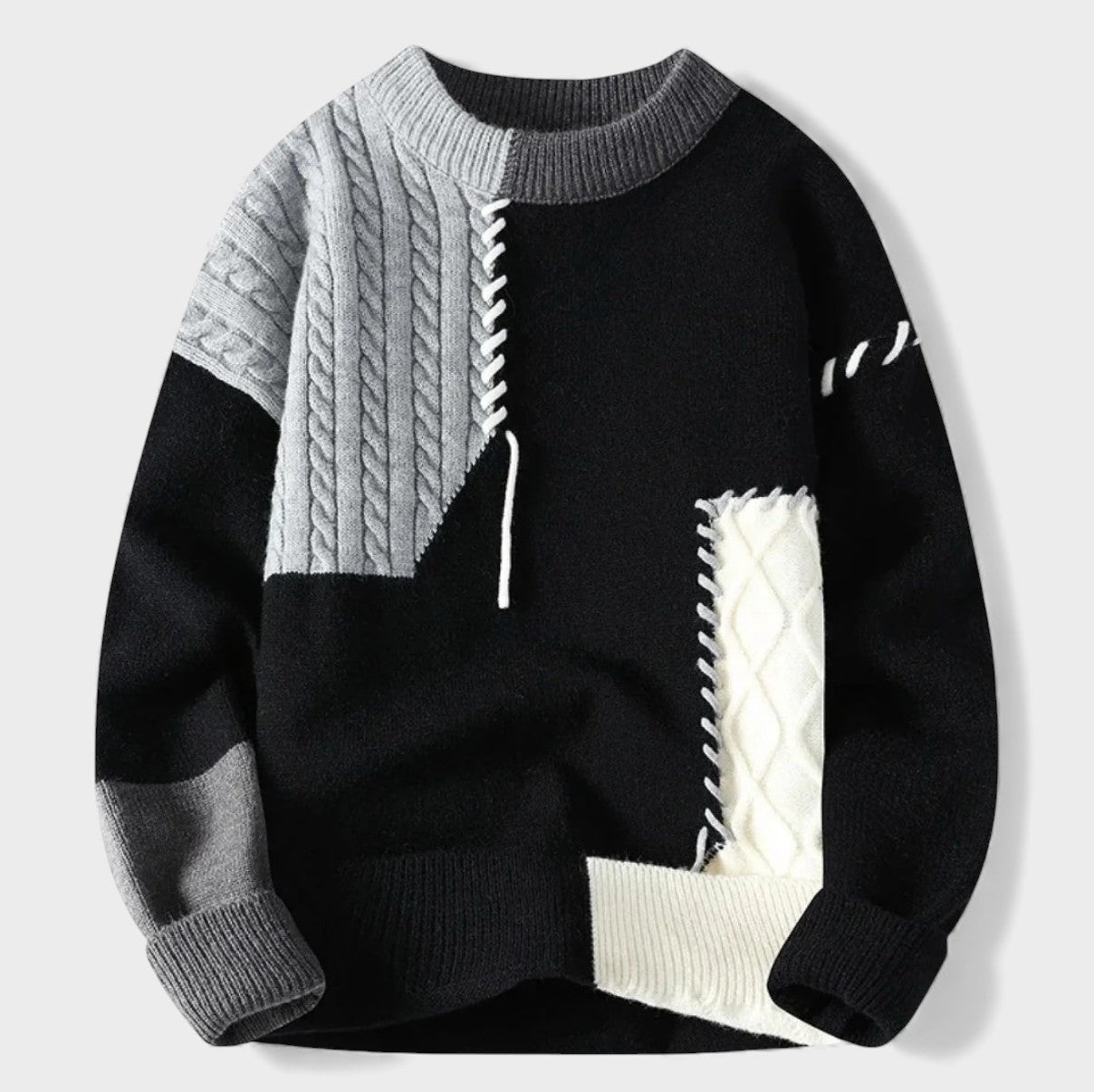 Maela™ | Pull en patchwork tricoté à la main