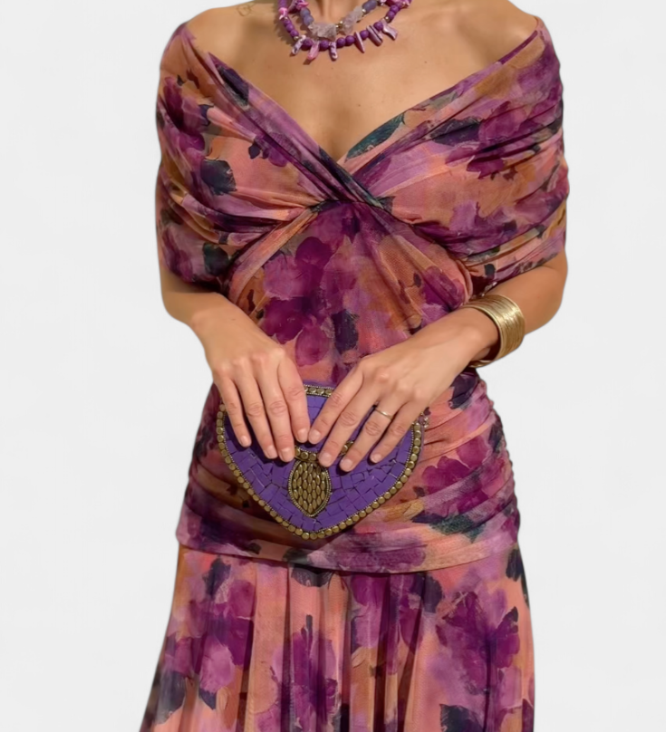 Magda™ | Robe Florale Longue avec Décolleté en V