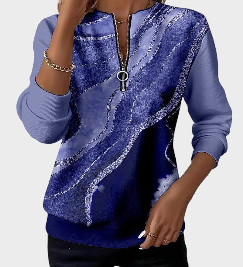 Luna™ | Sweat-shirt à demi-zip avec imprimé vintage
