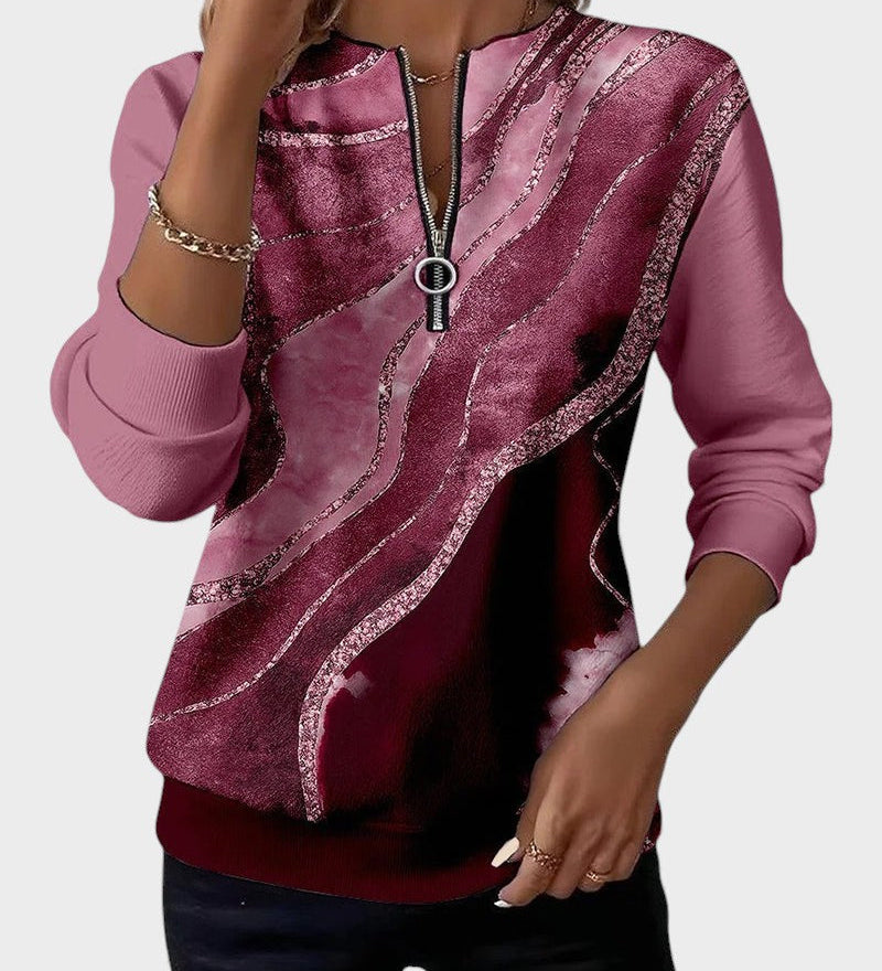 Luna™ | Sweat-shirt à demi-zip avec imprimé vintage
