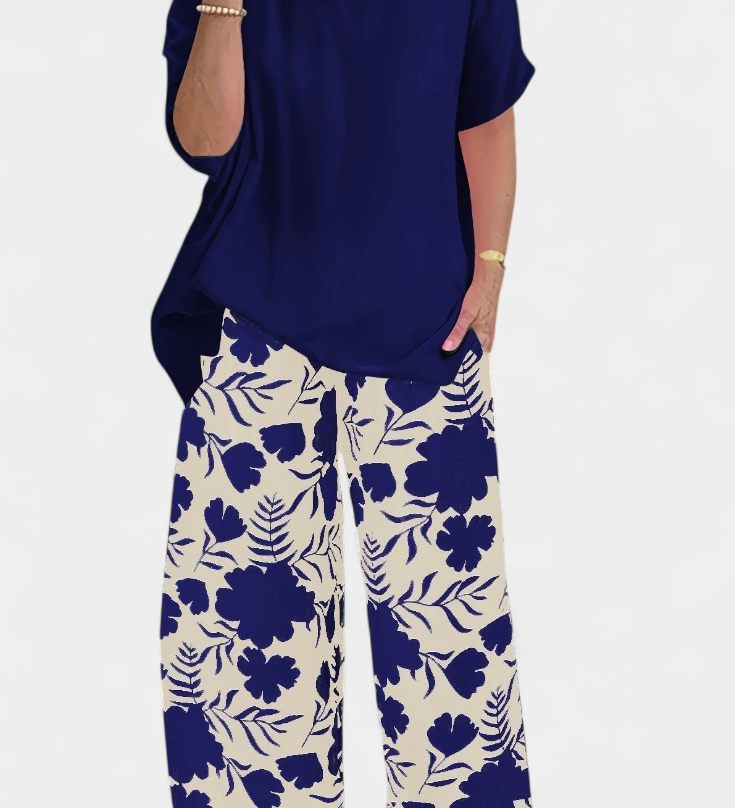Ensemble Floral Aivy en Deux Pièces avec Touche Décontractée
