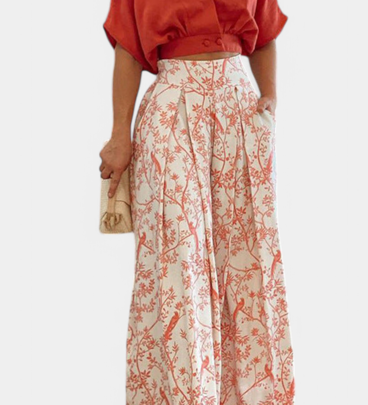 Ensemble Olivia Boho V-Cou et Pantalon Large