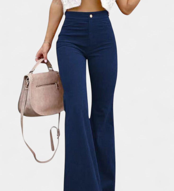 Pantalons en Velours Large à Taille Haute Kiara