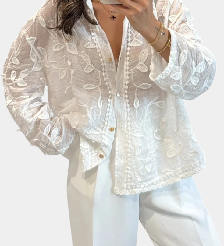 Chemise Prairie en Dentelle Brodée
