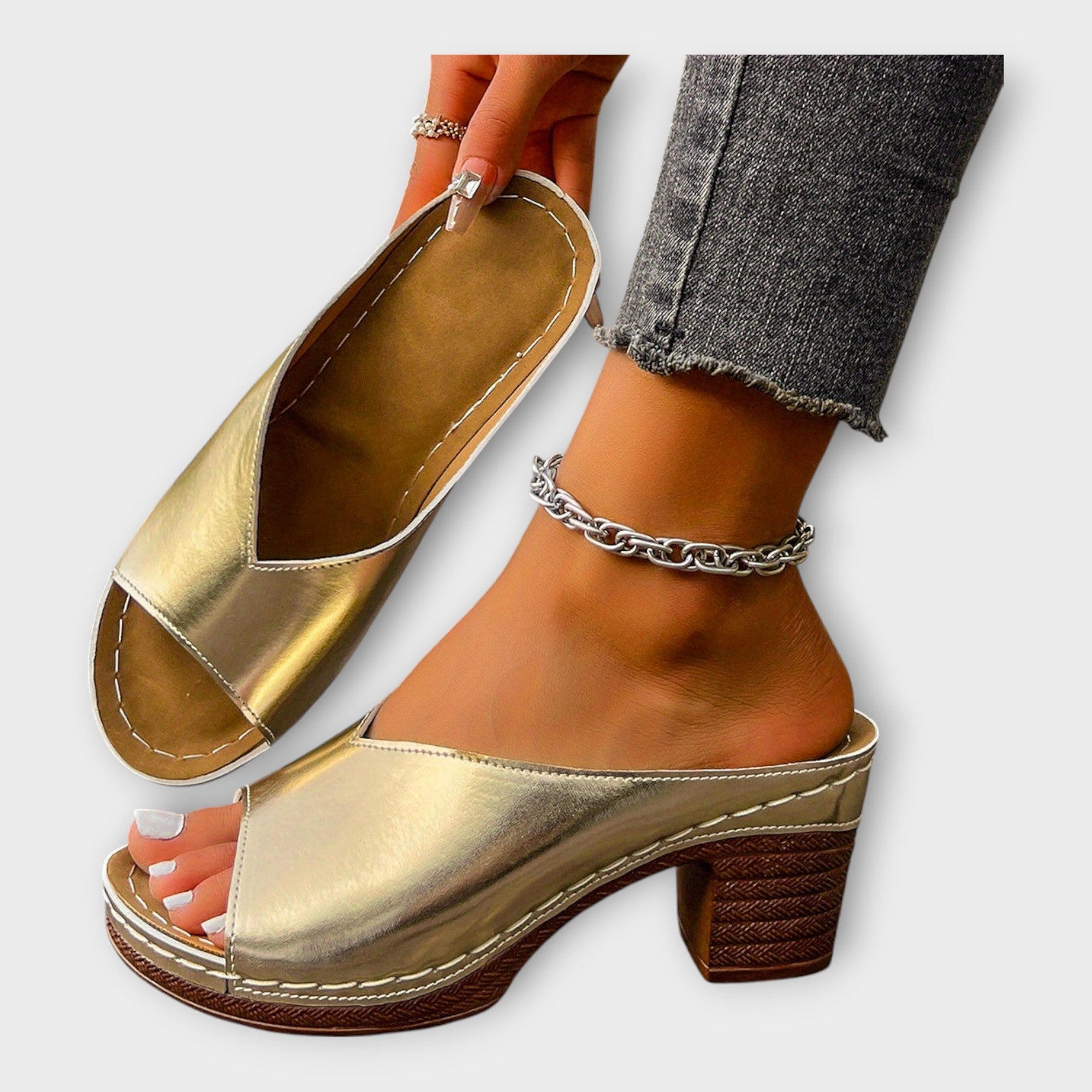 Sandales à Talons Épais avec Talon Ouvert