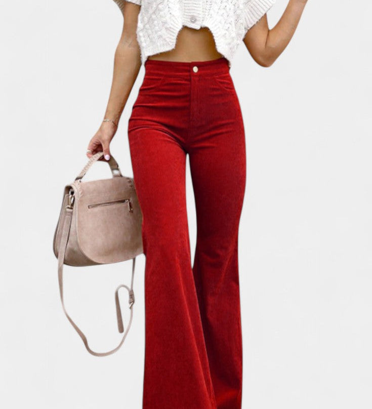 Pantalons en Velours Large à Taille Haute Kiara