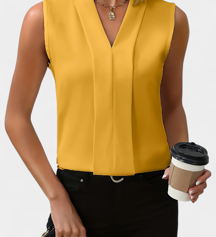 Blouse sans manches Nele avec décolleté en V et coupe fluide