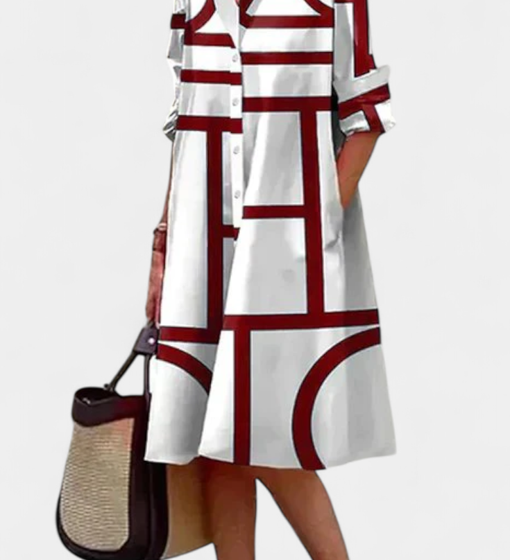 Robe en coton Larissa avec imprimé géométrique