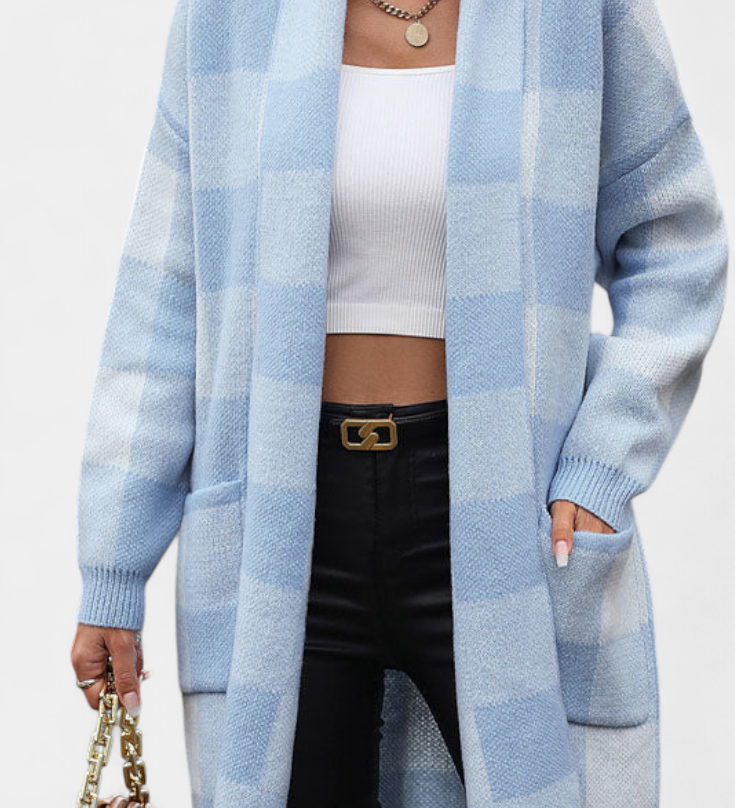 Cardigan décontracté à carreaux Lovella avec poches