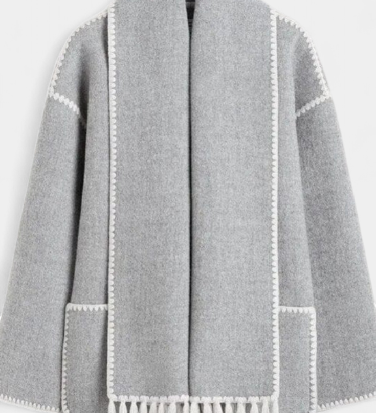 Pauline™ | Manteau à coupe ample avec écharpe à franges intégrée